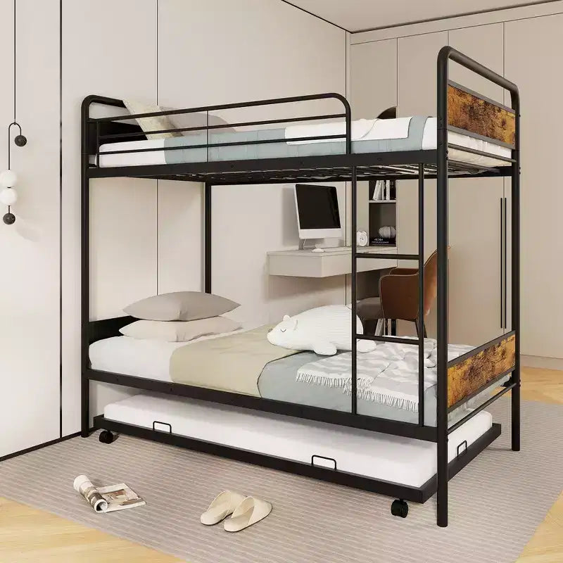 Letto a castello singolo su singolo con letto estraibile Struttura in metallo industriale