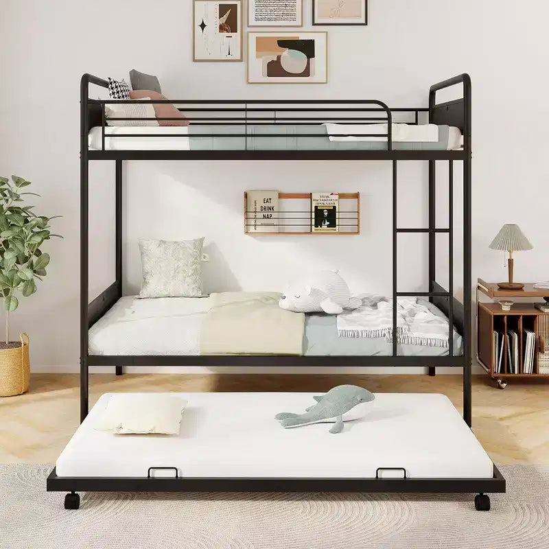 Letto a castello singolo su singolo con letto estraibile Struttura in metallo industriale