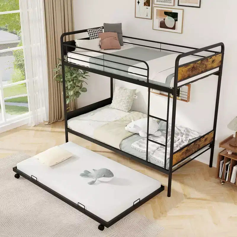 Letto a castello singolo su singolo con letto estraibile Struttura in metallo industriale