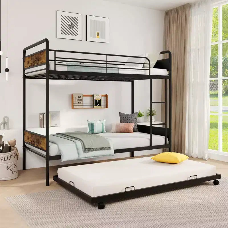Letto a castello singolo su singolo con letto estraibile Struttura in metallo industriale