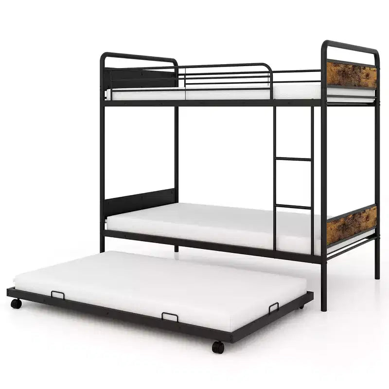 Letto a castello singolo su singolo con letto estraibile Struttura in metallo industriale