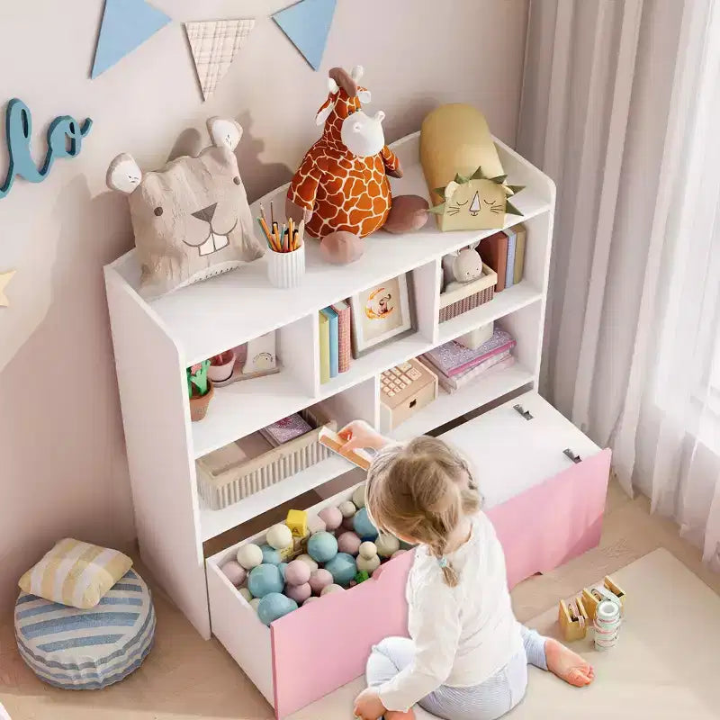 Organizzatore per giocattoli, Libreria per bambini, Mobile contenitore per giocattoli, Scaffale portagiochi per cameretta, camera da letto, asilo nido, soggiorno