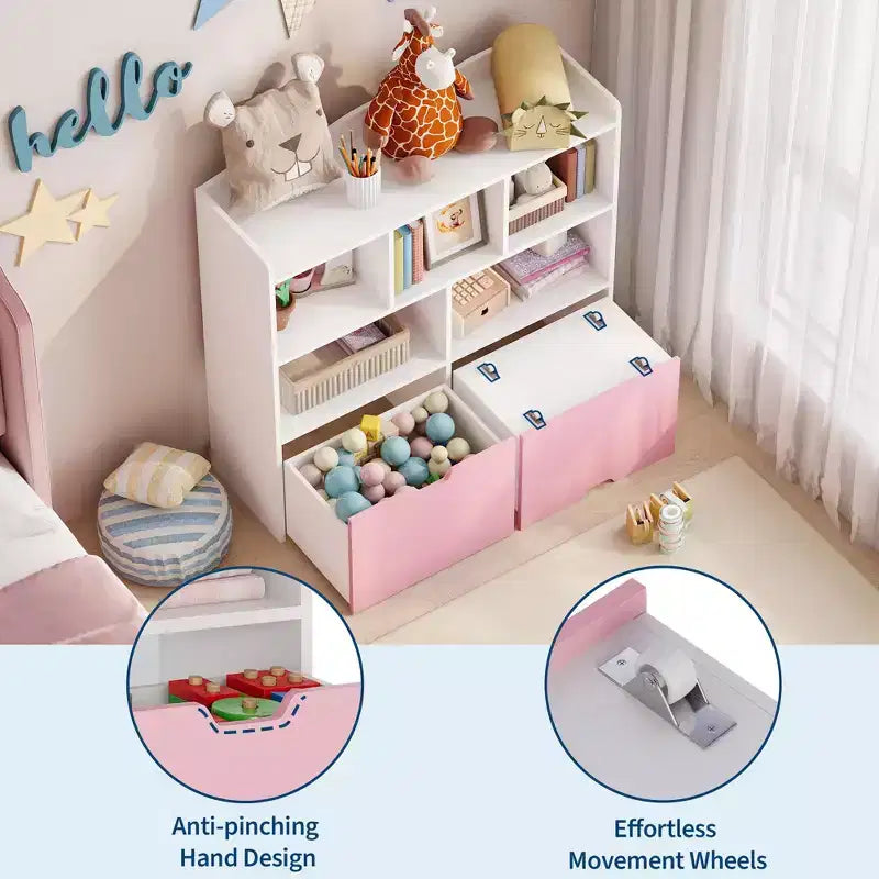 Organizzatore per giocattoli, Libreria per bambini, Mobile contenitore per giocattoli, Scaffale portagiochi per cameretta, camera da letto, asilo nido, soggiorno