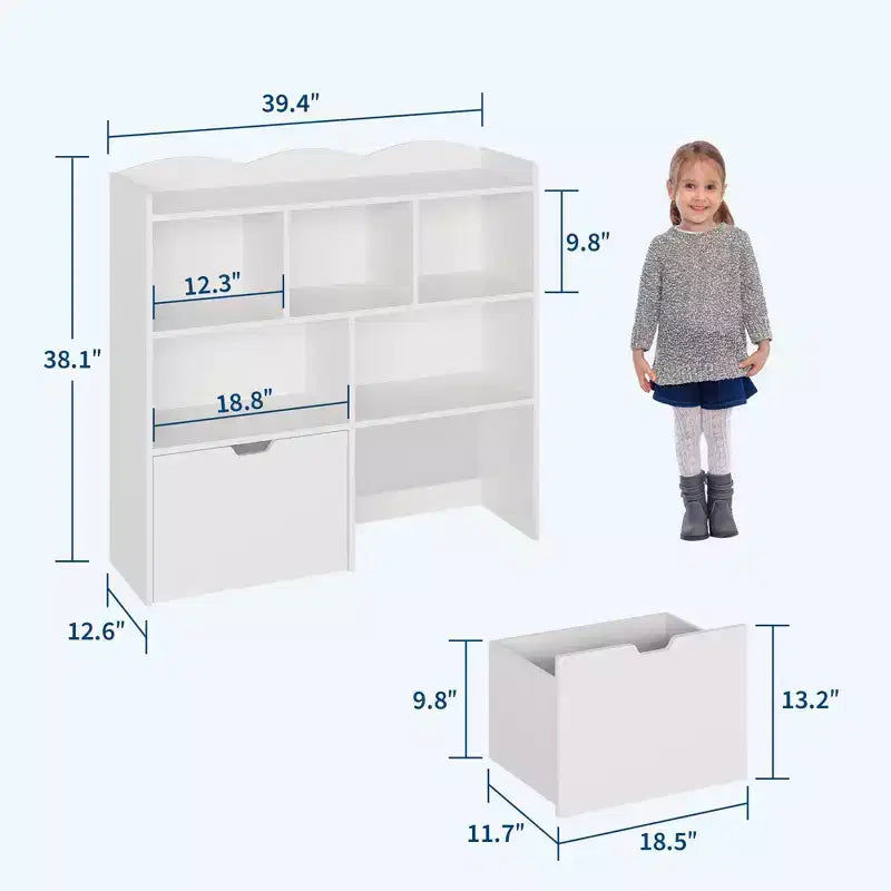 Organizzatore per giocattoli, Libreria per bambini, Mobile contenitore per giocattoli, Scaffale portagiochi per cameretta, camera da letto, asilo nido, soggiorno
