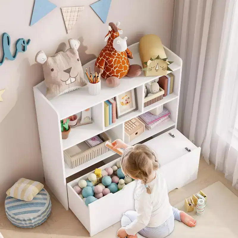 Organizzatore per giocattoli, Libreria per bambini, Mobile contenitore per giocattoli, Scaffale portagiochi per cameretta, camera da letto, asilo nido, soggiorno