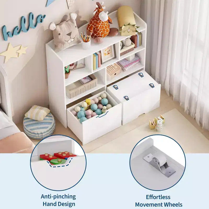 Organizzatore per giocattoli, Libreria per bambini, Mobile contenitore per giocattoli, Scaffale portagiochi per cameretta, camera da letto, asilo nido, soggiorno