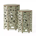 Iron Side Table - Antique Green Finish for Living Room/Garden