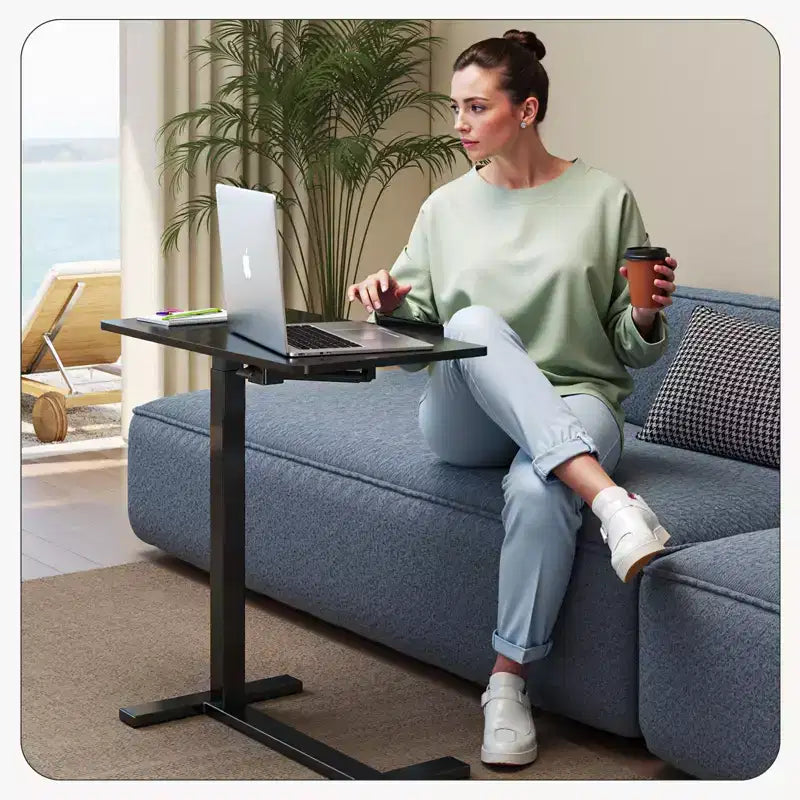 Tavolo Regolabile in Altezza da Sopraletto & Rotante per Laptop con Piano Inclinabile, Tavolino Mobile da Comodino con Ruote per Laptop, Letto, Divano, Ufficio
