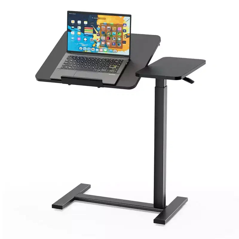 Tavolo Regolabile in Altezza da Sopraletto & Rotante per Laptop con Piano Inclinabile, Tavolino Mobile da Comodino con Ruote per Laptop, Letto, Divano, Ufficio