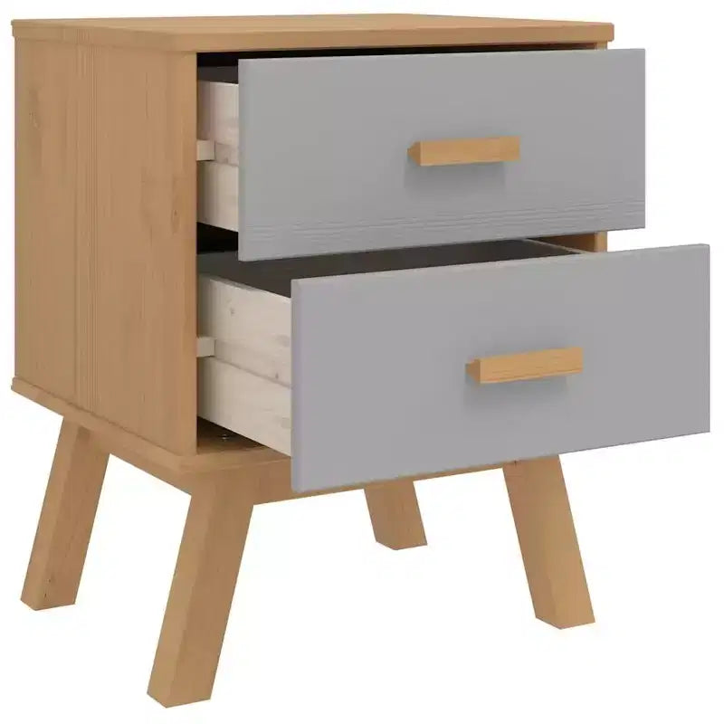 Comodino Tavolino da Notte Mobiletto Camera da Letto in Legno Massello di Pino - Marrone