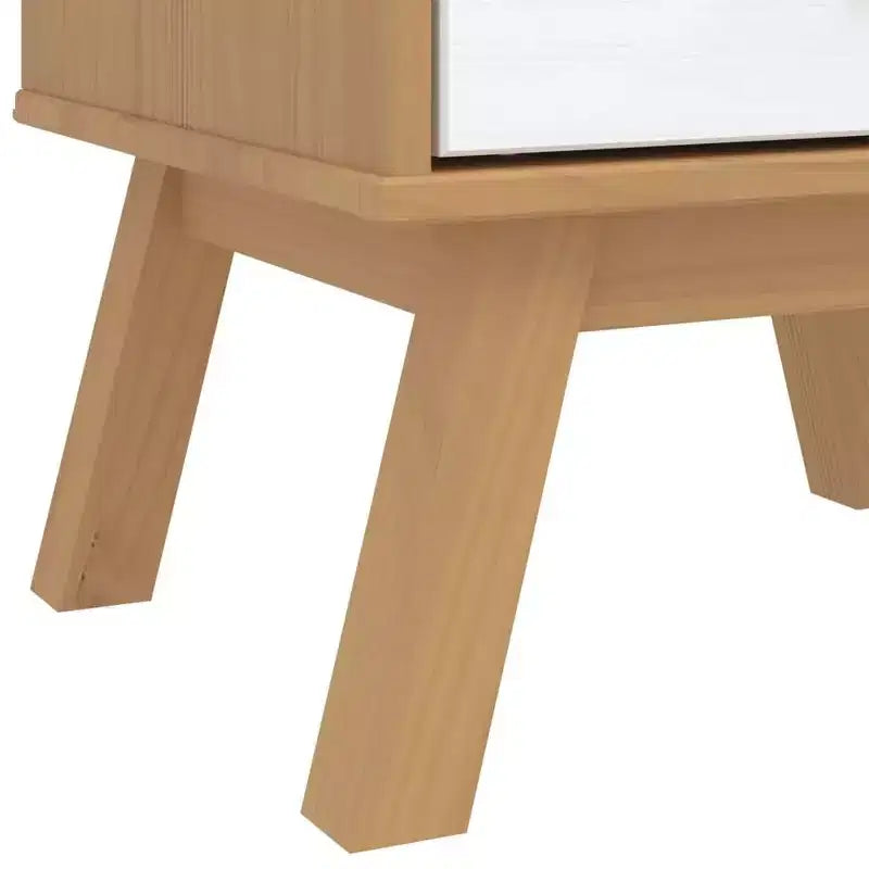 Comodino Tavolino da Notte Mobiletto Camera da Letto in Legno Massello di Pino - Marrone