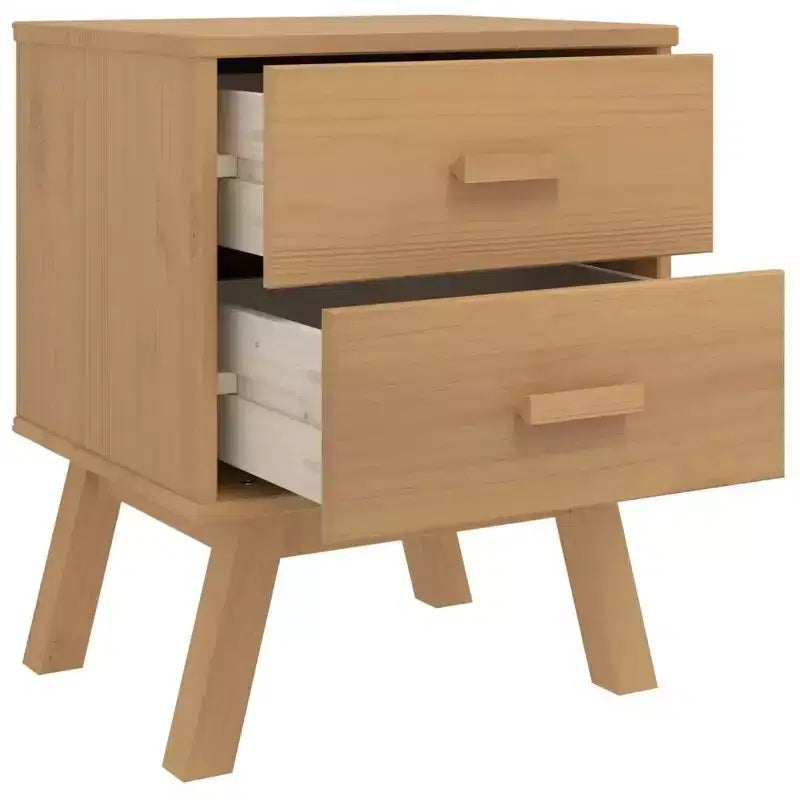 Comodino Tavolino da Notte Mobiletto Camera da Letto in Legno Massello di Pino - Marrone