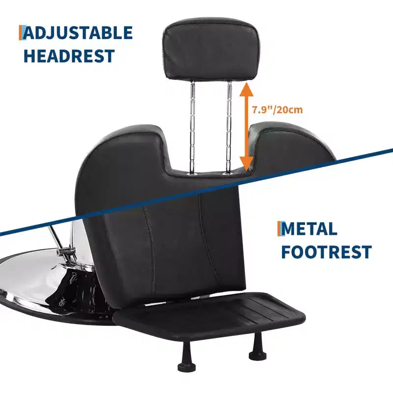 Poltrona da Barbiere, Poltrona da Barbiere Reclinabile Resistente con Altezza e Poggiatesta Regolabili, Sedia per Capelli Girevole a 360 Gradi con Poggiapiedi
