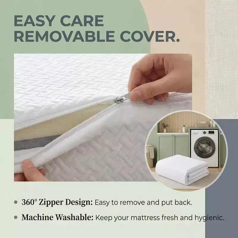 Materasso da 8-10 pollici senza fibra di vetro, in memory foam gel al tè verde con rivestimento in Tencel, traspirante, di media rigidità per la schiena