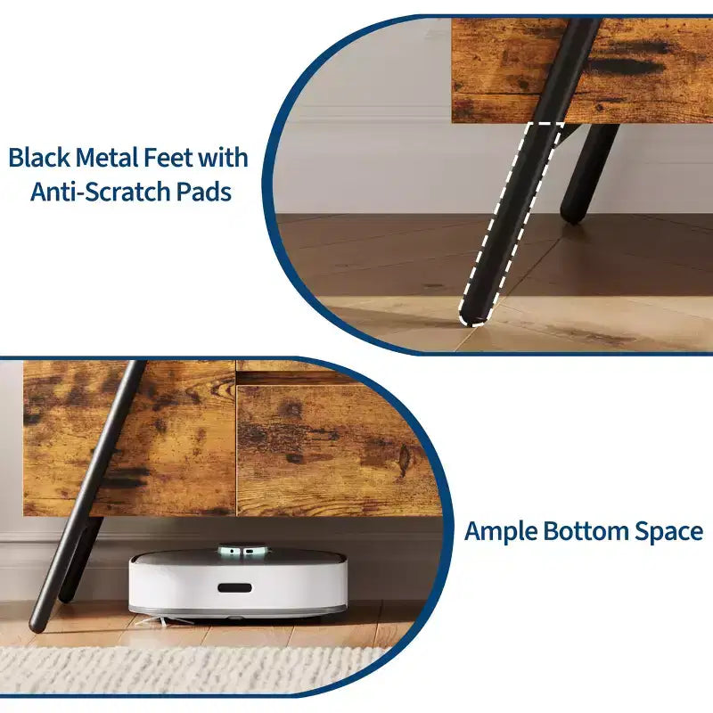 Mobile TV, Centro Intrattenimento Moderno con Ripiano Regolabile, 2 Cassetti, Consolle Multimediale, Gambe in Metallo a U, per Soggiorno, Camera da Letto, Arredamento Ufficio