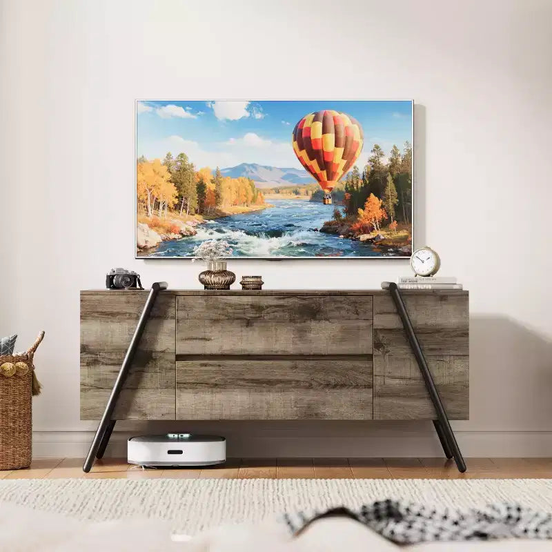 Mobile TV, Centro Intrattenimento Moderno con Ripiano Regolabile, 2 Cassetti, Consolle Multimediale, Gambe in Metallo a U, per Soggiorno, Camera da Letto, Arredamento Ufficio