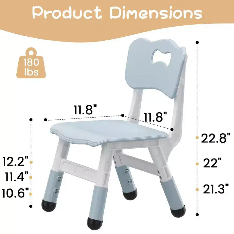 Sedie per bambini (confezione da 2) con regolazione dell'altezza a 3 livelli, sedia in plastica per bambini per uso interno ed esterno, età 2-12 anni