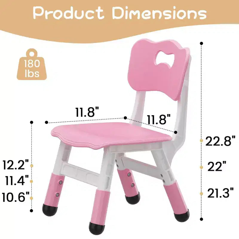 Sedie per bambini (confezione da 2) con regolazione dell'altezza a 3 livelli, sedia in plastica per bambini per uso interno ed esterno, età 2-12 anni