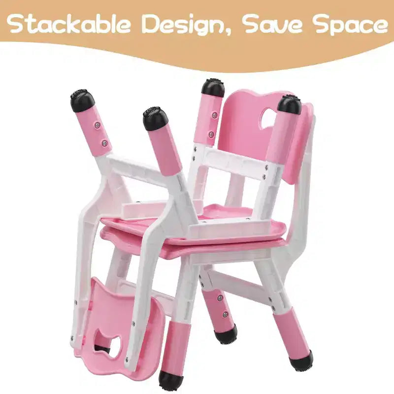 Sedie per bambini (confezione da 2) con regolazione dell'altezza a 3 livelli, sedia in plastica per bambini per uso interno ed esterno, età 2-12 anni