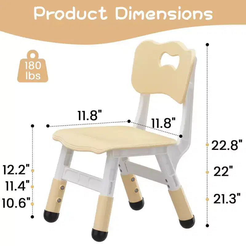 Sedie per bambini (confezione da 2) con regolazione dell'altezza a 3 livelli, sedia in plastica per bambini per uso interno ed esterno, età 2-12 anni