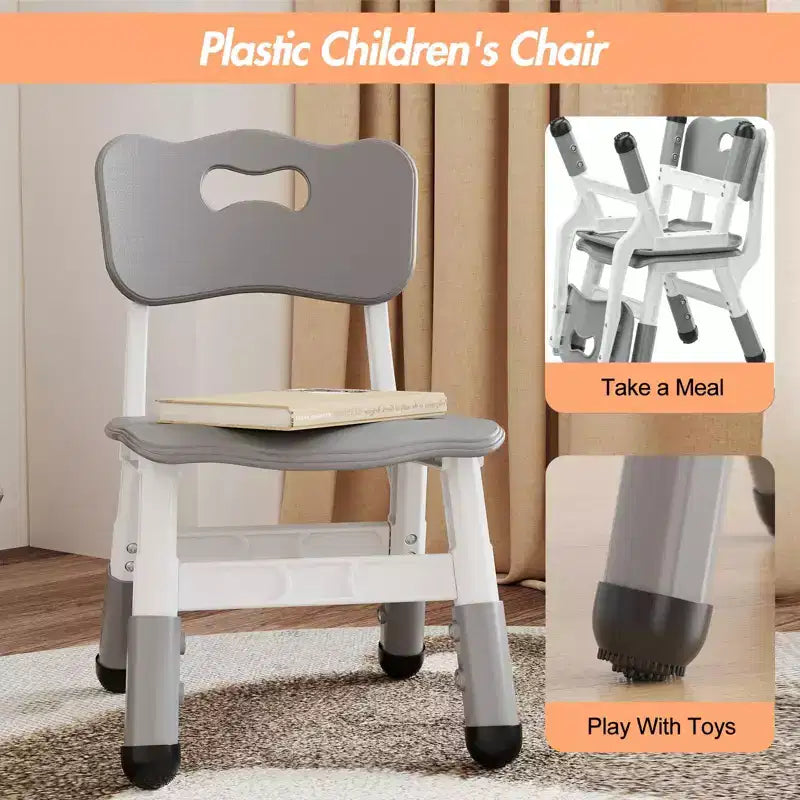 Sedie per bambini (confezione da 2) con regolazione dell'altezza a 3 livelli, sedia in plastica per bambini per uso interno ed esterno, età 2-12 anni