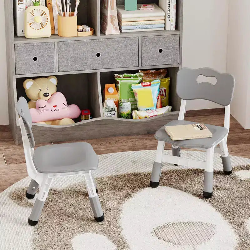 Sedie per bambini (confezione da 2) con regolazione dell'altezza a 3 livelli, sedia in plastica per bambini per uso interno ed esterno, età 2-12 anni