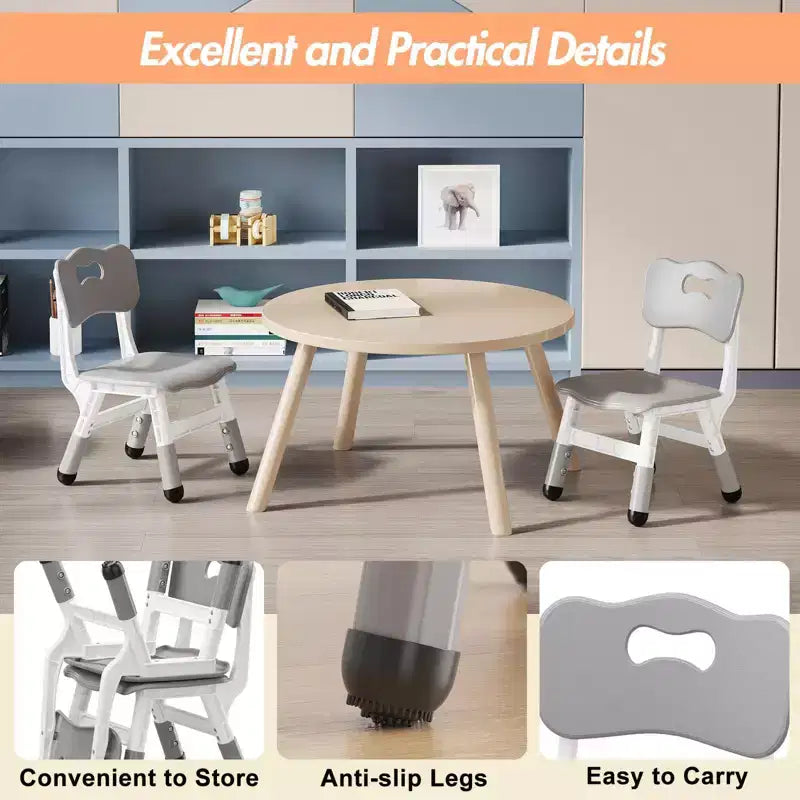Sedie per bambini (confezione da 2) con regolazione dell'altezza a 3 livelli, sedia in plastica per bambini per uso interno ed esterno, età 2-12 anni