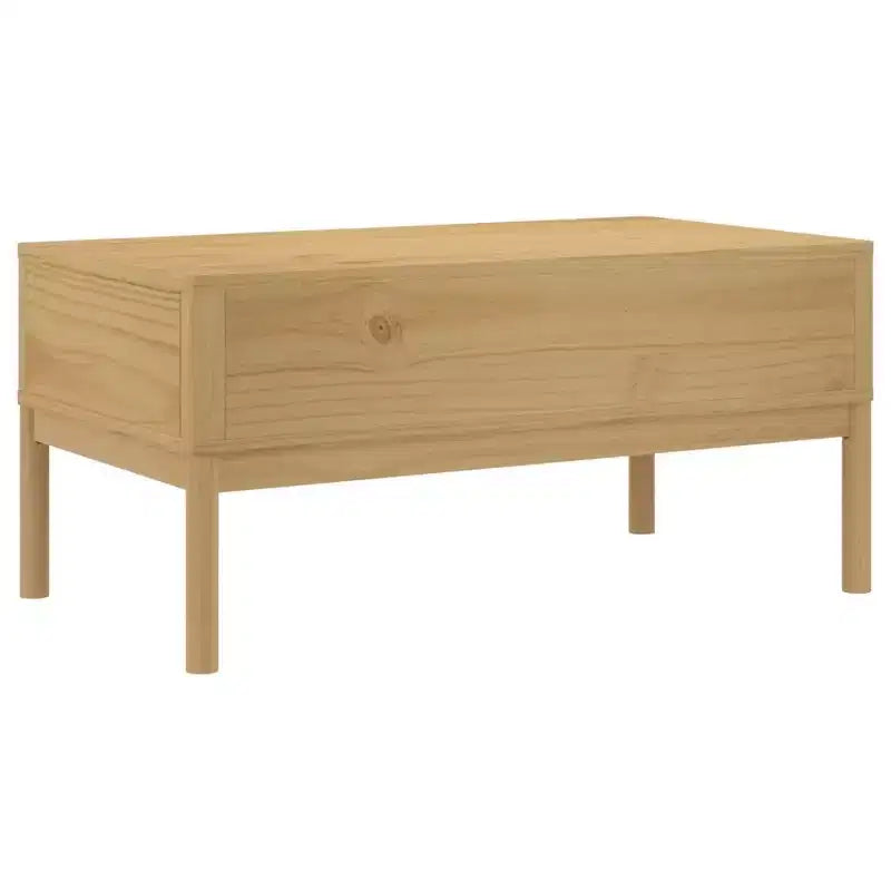 Tavolino da salotto con contenitore, mobile d'arredo per soggiorno, in legno massello di pino