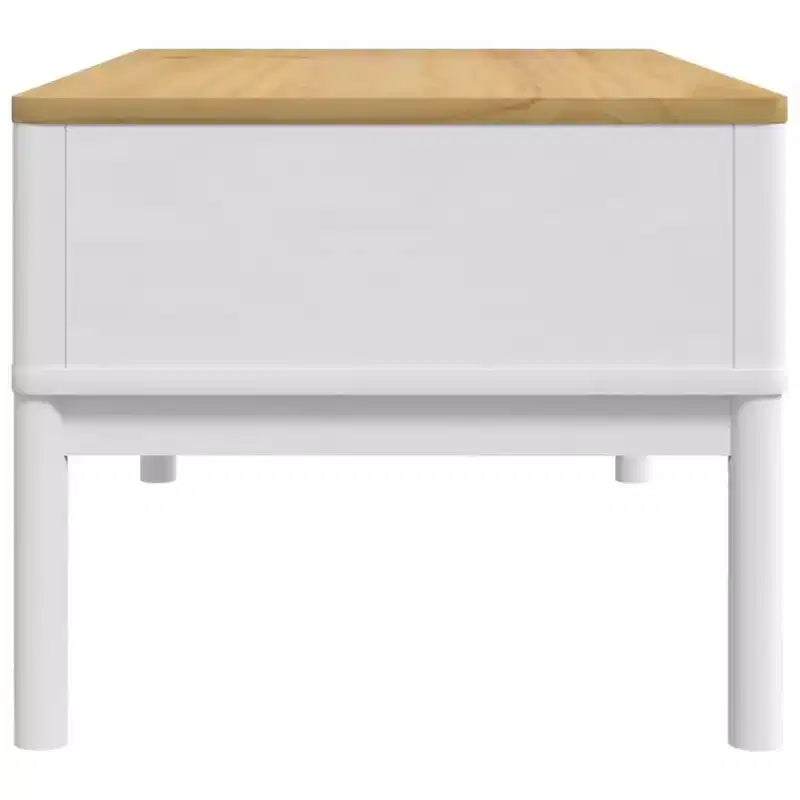 Tavolino da salotto con contenitore, mobile d'arredo per soggiorno, in legno massello di pino