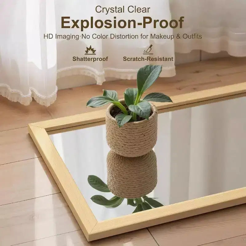 Specchio da parete a figura intera, specchio da terra per corpo intero, grande specchio da parete per camera da letto, bagno, soggiorno con cornice in legno