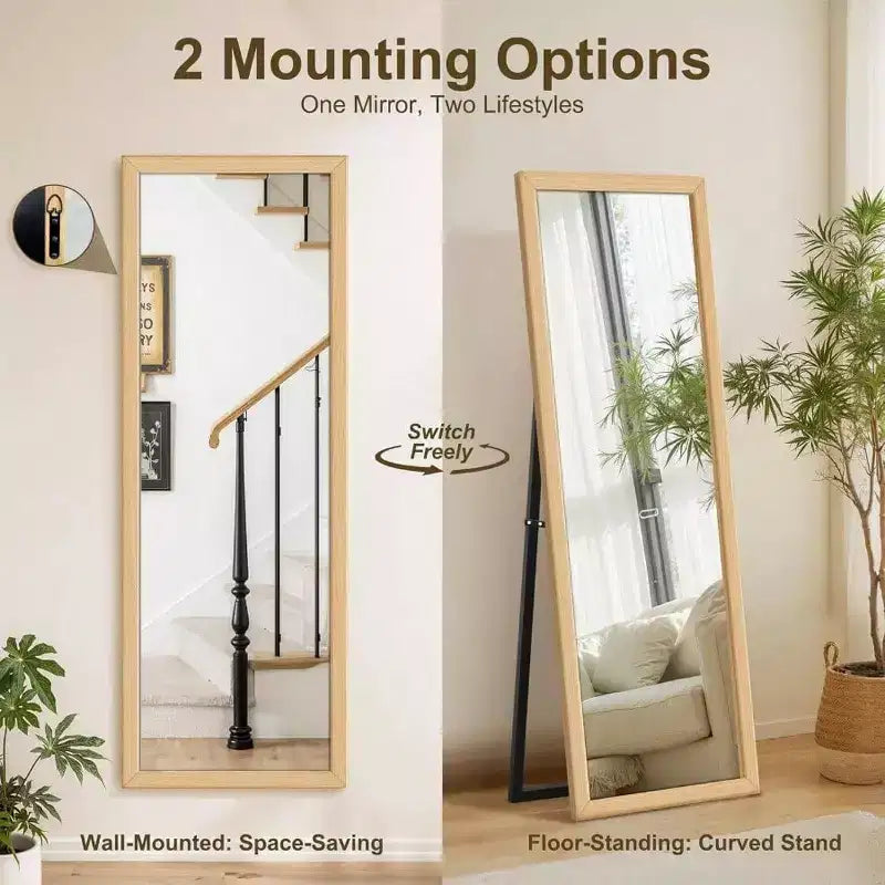 Specchio da parete a figura intera, specchio da terra per corpo intero, grande specchio da parete per camera da letto, bagno, soggiorno con cornice in legno