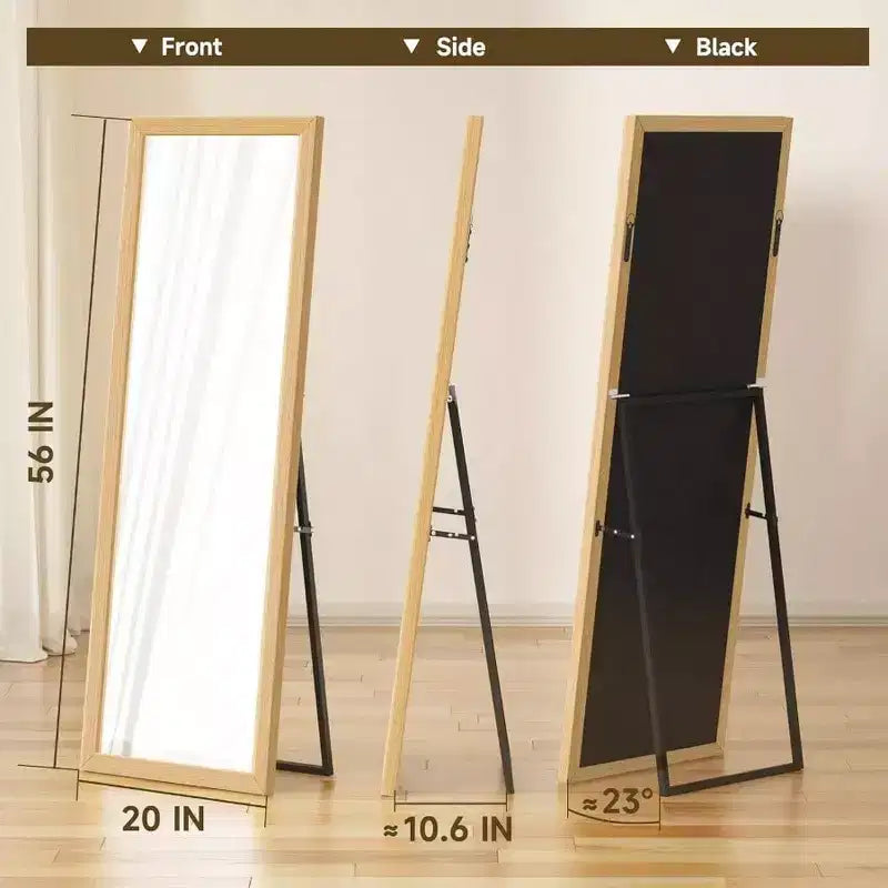 Specchio da parete a figura intera, specchio da terra per corpo intero, grande specchio da parete per camera da letto, bagno, soggiorno con cornice in legno