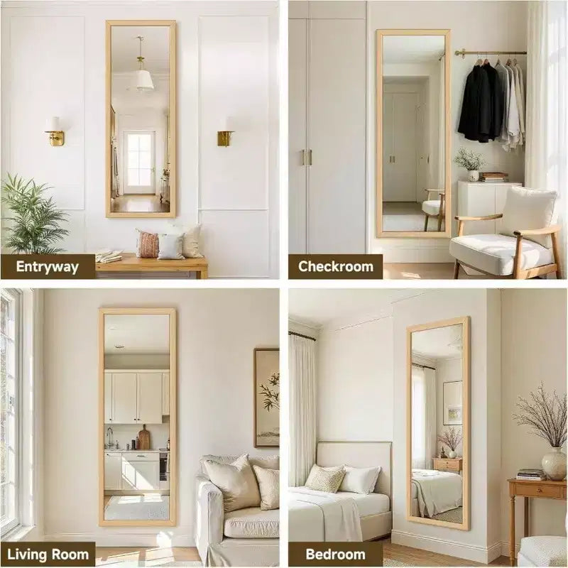 Specchio da parete a figura intera, specchio da terra per corpo intero, grande specchio da parete per camera da letto, bagno, soggiorno con cornice in legno