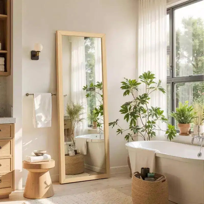 Specchio da parete a figura intera, specchio da terra per corpo intero, grande specchio da parete per camera da letto, bagno, soggiorno con cornice in legno