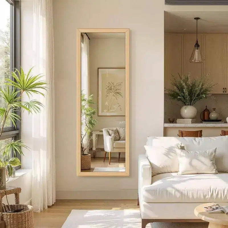 Specchio da parete a figura intera, specchio da terra per corpo intero, grande specchio da parete per camera da letto, bagno, soggiorno con cornice in legno