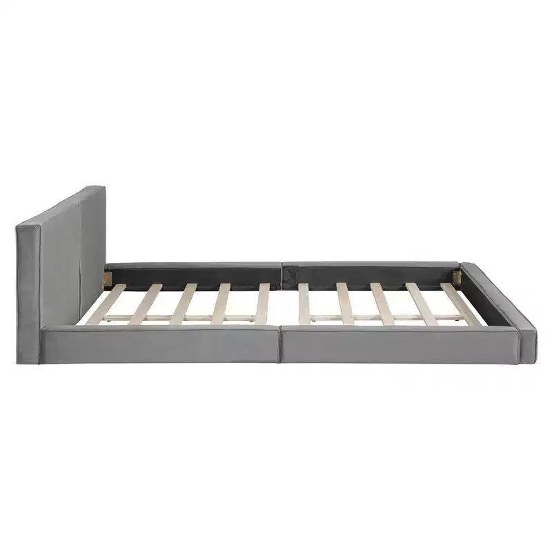 Letto a piattaforma moderno in velluto queen size con struttura solida