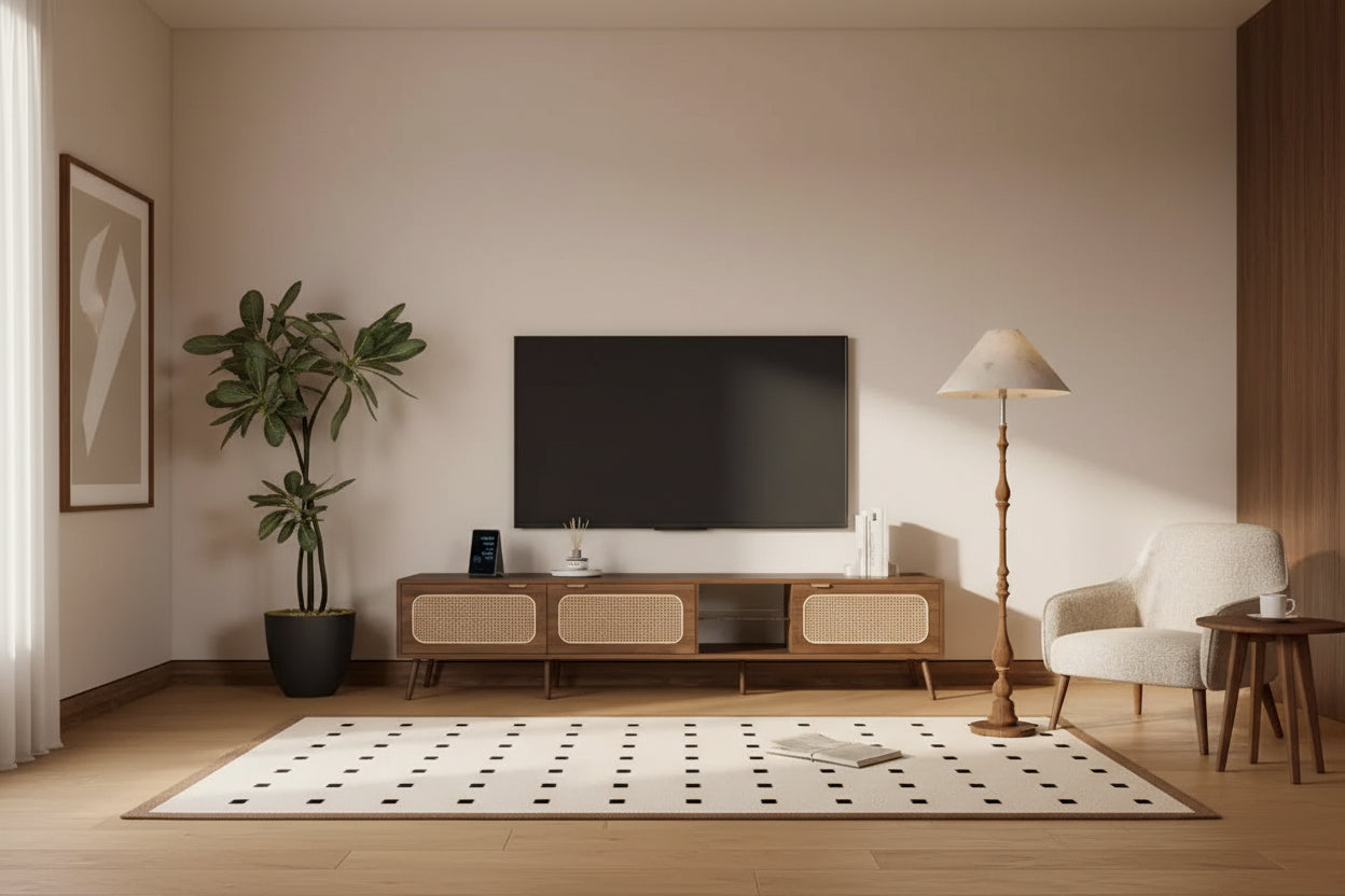 MAYEERTY TV Console with Ample Storage with Living Room, Bedroom, Entertainment Center with Open Shelf