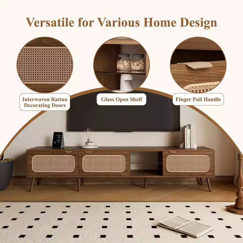 Mobile TV con ampio spazio contenitivo per soggiorno, camera da letto, centro d'intrattenimento con ripiano aperto