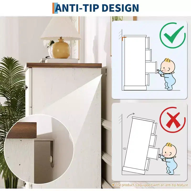 Comò 47" a 6 cassetti con scanalature e maniglie in metallo, cassettiera moderna in legno per camera da letto, camera degli ospiti e appartamento