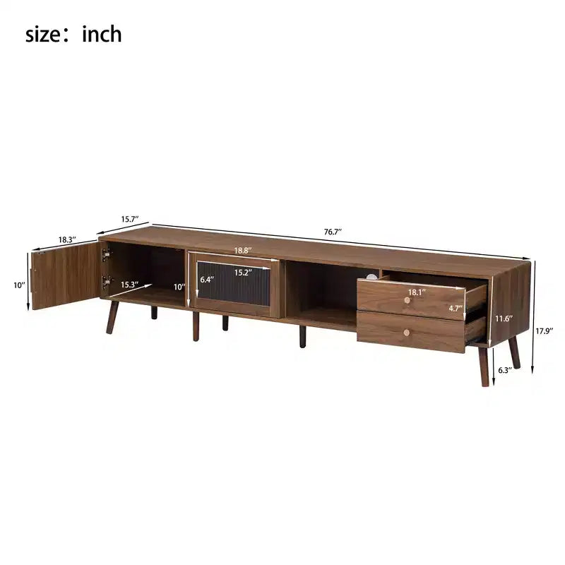 Mobile TV moderno e minimale con ante in vetro da 76 pollici per TV fino a 85 pollici con armadietti contenitori per soggiorno camera da letto