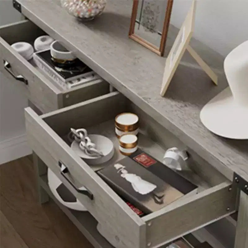 Console in MDF a 2 ripiani con gambe in legno