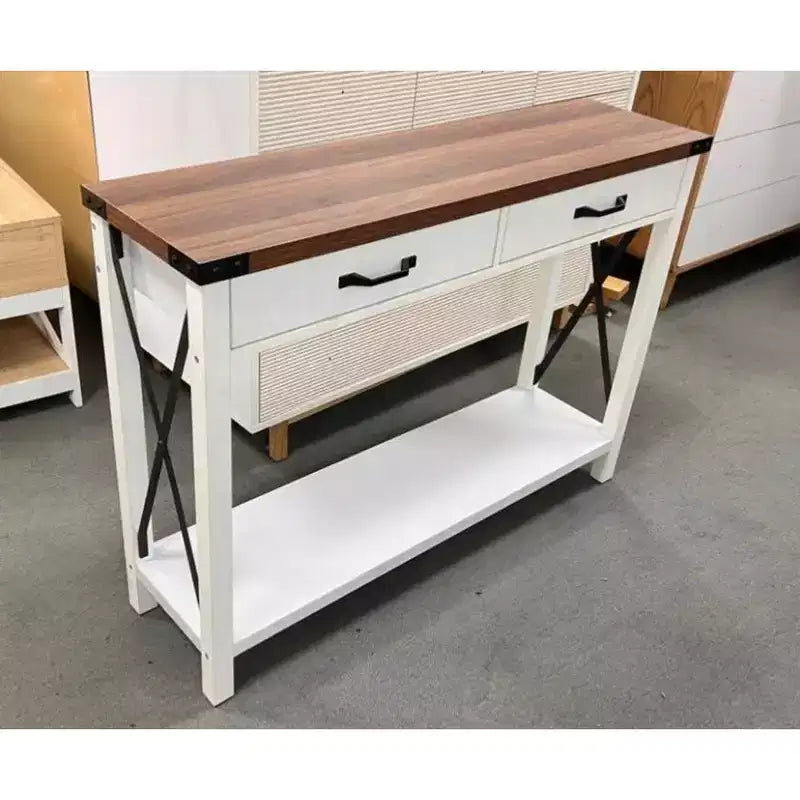 Console in MDF a 2 ripiani con gambe in legno