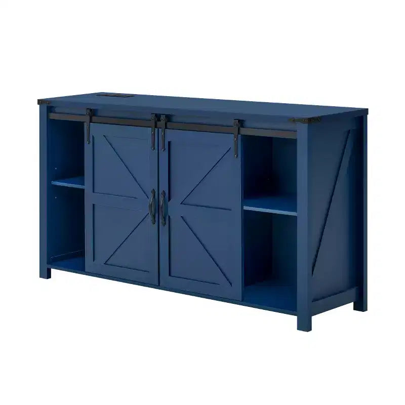 Credenza a buffet da 55" in stile rustico con ante scorrevoli a persiana, armadietto contenitore per sala da pranzo, cucina o soggiorno