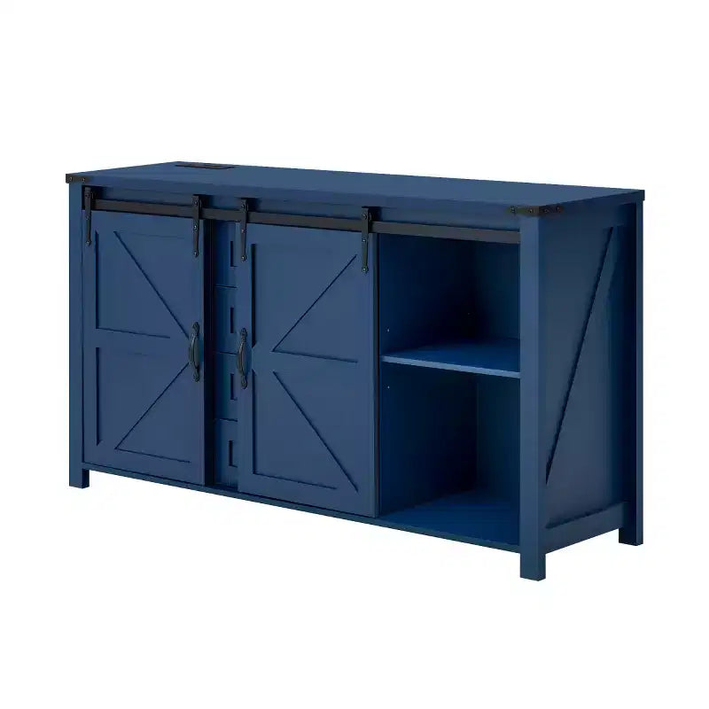 Credenza a buffet da 55" in stile rustico con ante scorrevoli a persiana, armadietto contenitore per sala da pranzo, cucina o soggiorno