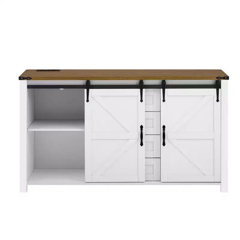 Credenza a buffet da 55" in stile rustico con ante scorrevoli a persiana, armadietto contenitore per sala da pranzo, cucina o soggiorno