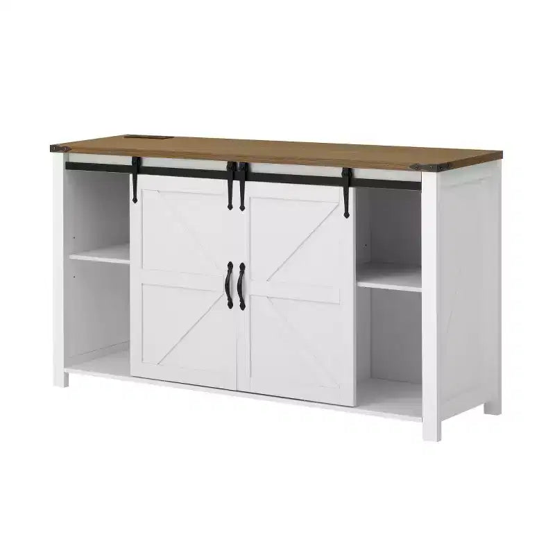 Credenza a buffet da 55" in stile rustico con ante scorrevoli a persiana, armadietto contenitore per sala da pranzo, cucina o soggiorno