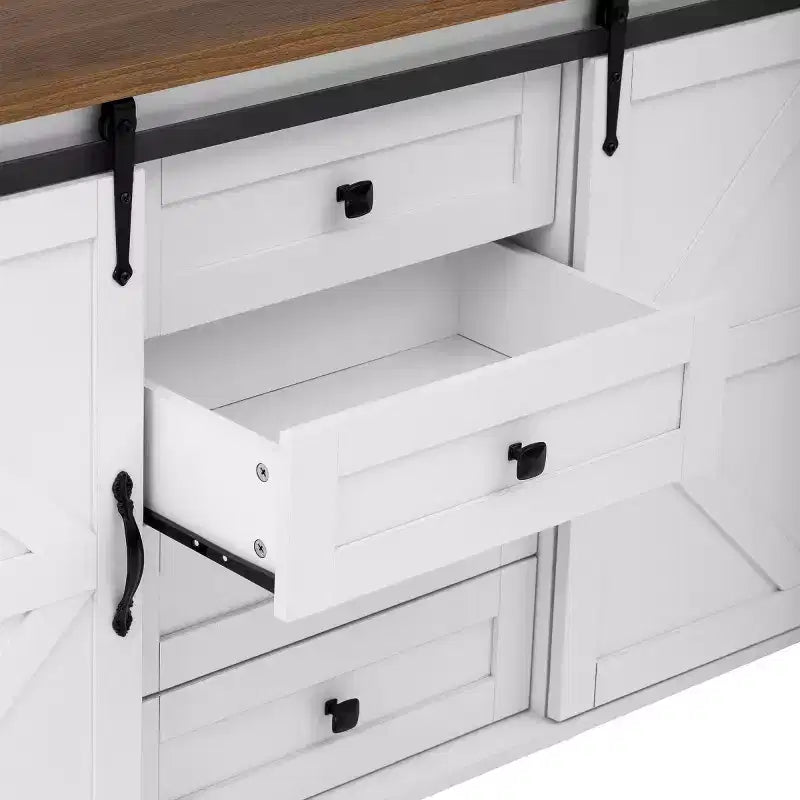 Credenza a buffet da 55" in stile rustico con ante scorrevoli a persiana, armadietto contenitore per sala da pranzo, cucina o soggiorno