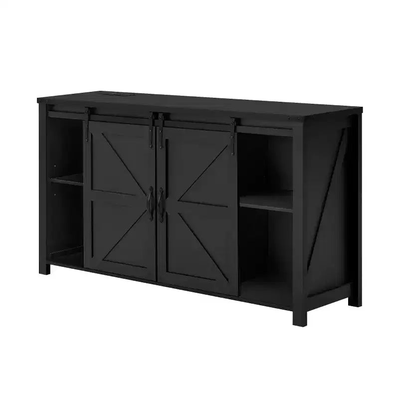 Credenza a buffet da 55" in stile rustico con ante scorrevoli a persiana, armadietto contenitore per sala da pranzo, cucina o soggiorno