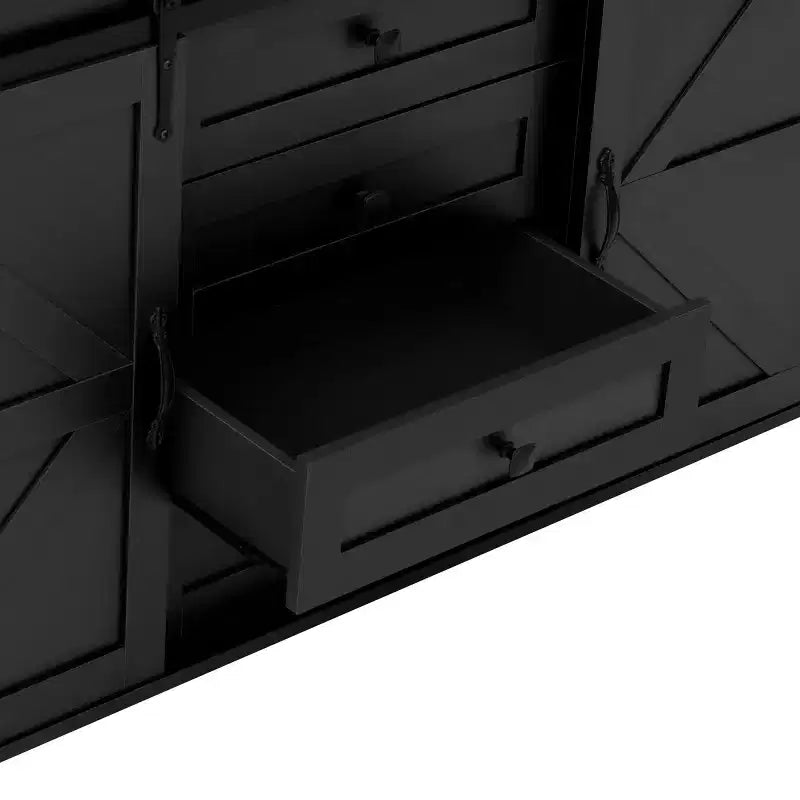 Credenza a buffet da 55" in stile rustico con ante scorrevoli a persiana, armadietto contenitore per sala da pranzo, cucina o soggiorno