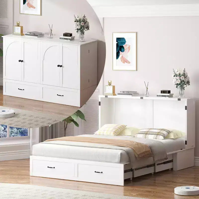 Letto Murphy Queen Size a Cassettone con Vano Contenitore e Ricarica, Materasso Opzionale